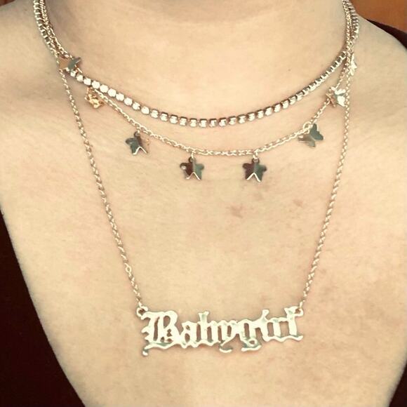 BabyGirl Butterfly Three Layer Gold Alloy Necklace - Picture 1 of 8